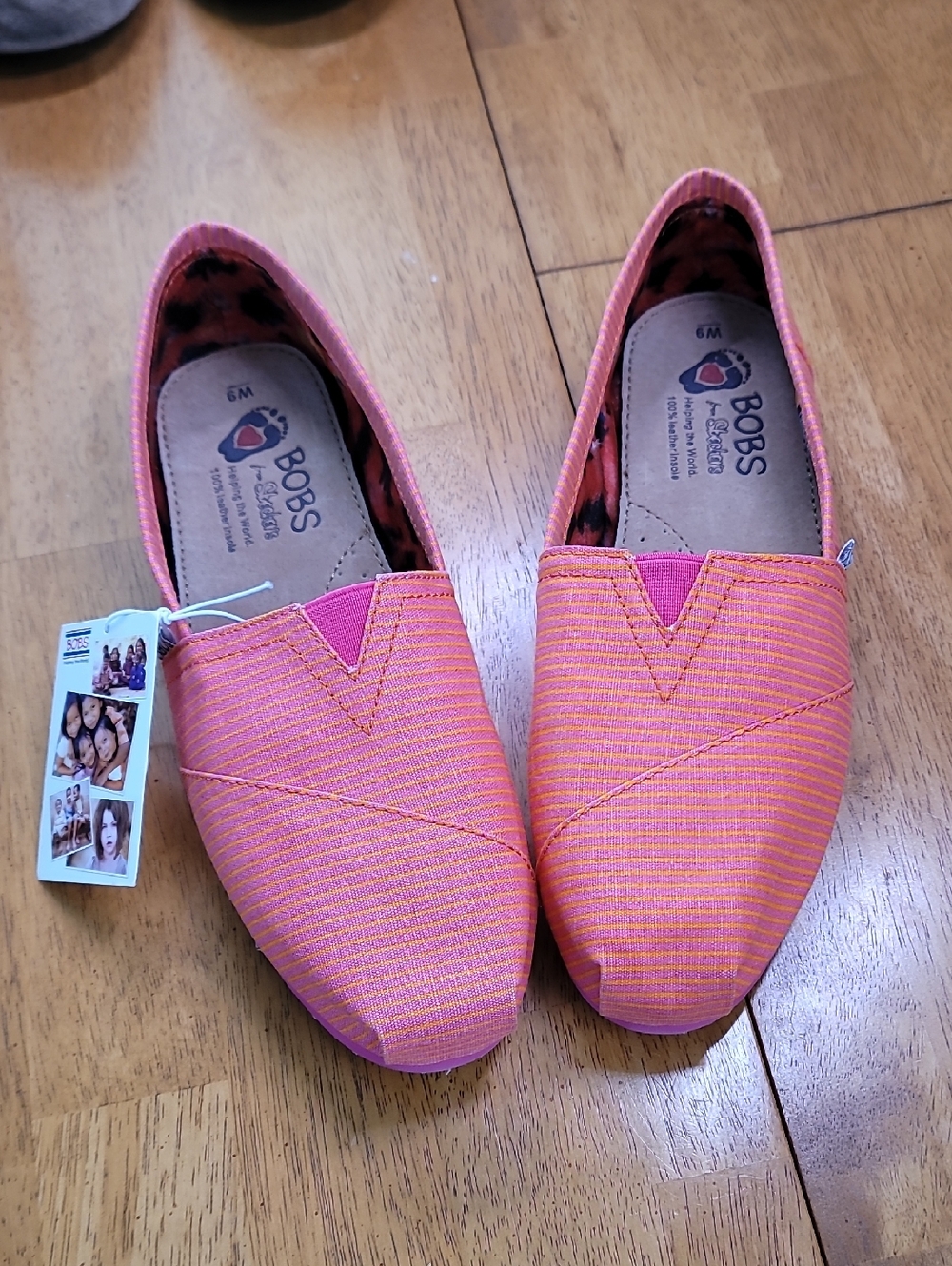 BOBS from Skechers Pink and Orange Slip-On Flats